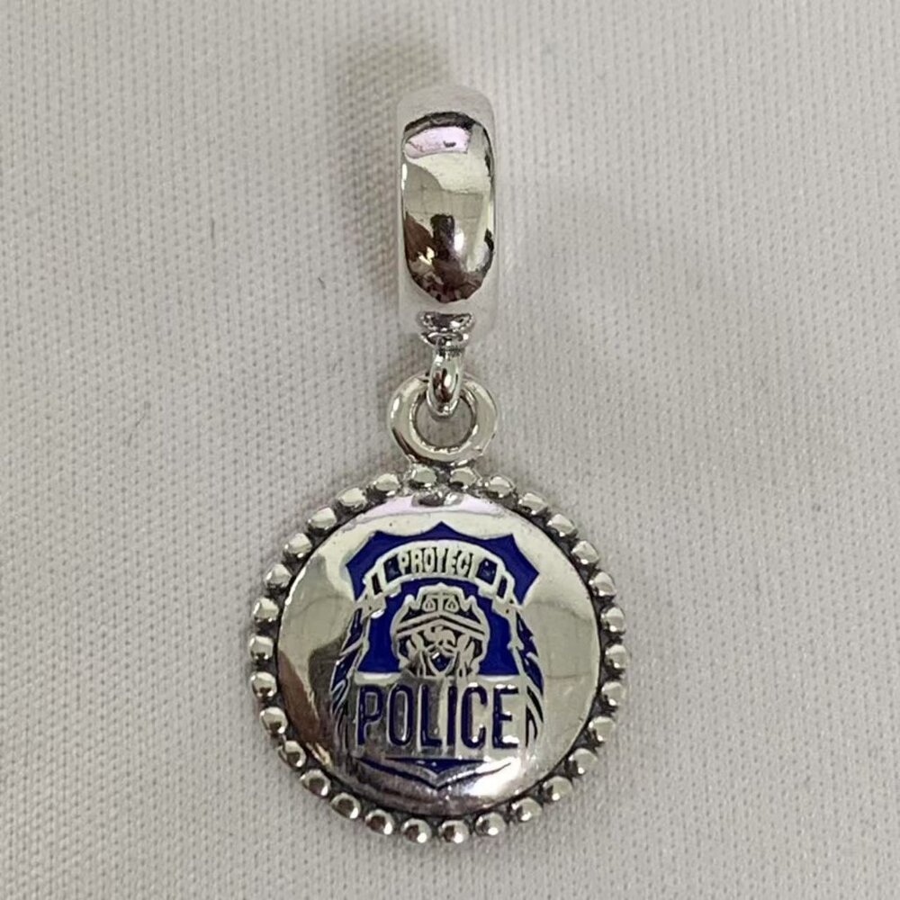 Pandora Police Badge Exclusive Charm Dangle Pendant, S925 Silver Bracelets